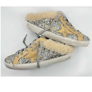 GOLDEN GOOSE Superstar Sabot Glitter Shearling Sneakers Limited Edition